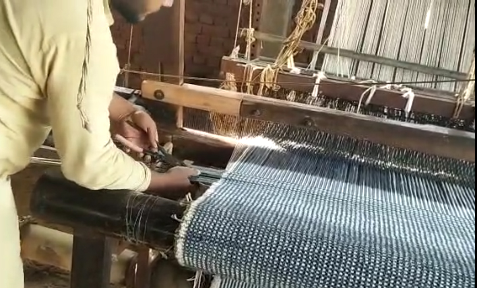 Super White and Blue being woven